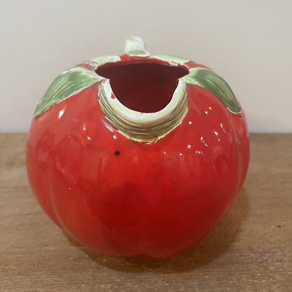 VTG Ceramic Tomato Pitcher Monte Verde Mann 1982 Handpainted Red Kitchen Decor - Picture 5 of 9